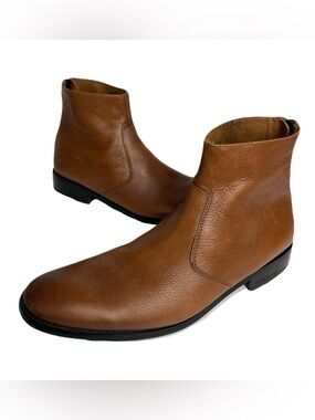 Kenneth Cole Rhett Cognac Leather Ankle Zip Boots Men's US 10 / UK 9